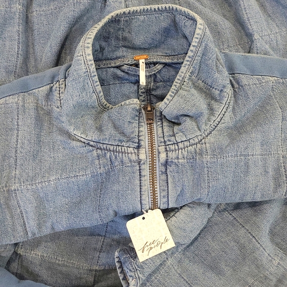 Free People Quilted Denim Oversized Dolman Jacket - Picture 6 of 16